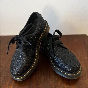 EUC Dr. Martens 1461 Farrah Chunky Glitter Oxford Shoes (Black Size W6)